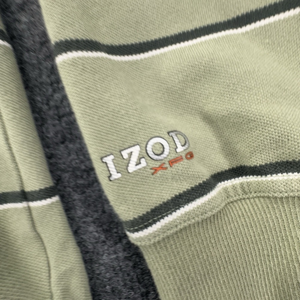 Izod XFG SWINGFLEX Polo‎ Shirt Mens L Green Striped Long Sleeve Cool-FX VTG - Picture 5 of 14